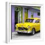 Cuba Fuerte Collection SQ - Classic American Yellow Car in Havana-Philippe Hugonnard-Framed Photographic Print