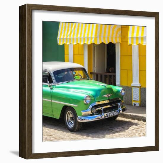 Cuba Fuerte Collection SQ - Close-up of Cuban Green Taxi-Philippe Hugonnard-Framed Photographic Print