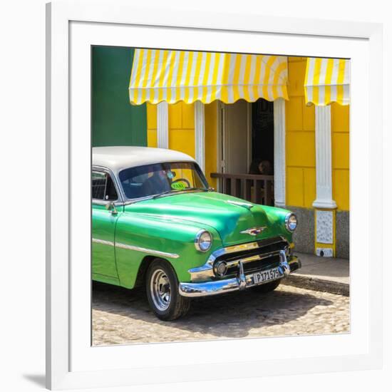 Cuba Fuerte Collection SQ - Close-up of Cuban Green Taxi-Philippe Hugonnard-Framed Photographic Print