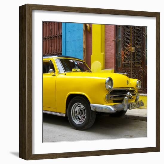 Cuba Fuerte Collection SQ - Close-up of Yellow Taxi of Havana IV-Philippe Hugonnard-Framed Photographic Print