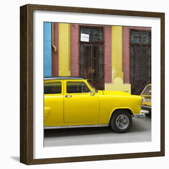 Cuba Fuerte Collection SQ - Close-up of Yellow Taxi of Havana-Philippe Hugonnard-Framed Photographic Print