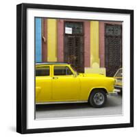 Cuba Fuerte Collection SQ - Close-up of Yellow Taxi of Havana-Philippe Hugonnard-Framed Photographic Print