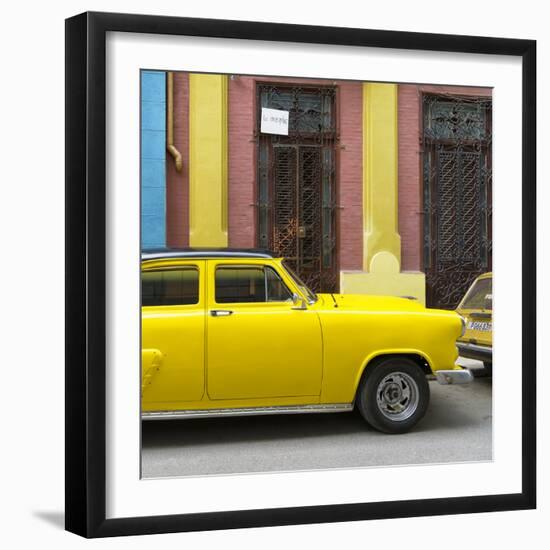 Cuba Fuerte Collection SQ - Close-up of Yellow Taxi of Havana-Philippe Hugonnard-Framed Photographic Print