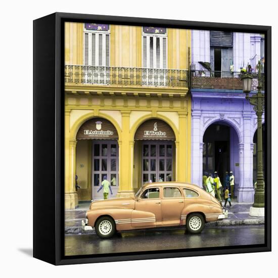 Cuba Fuerte Collection SQ - Colorful Architecture and Classic Golden Car-Philippe Hugonnard-Framed Stretched Canvas