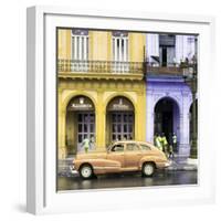 Cuba Fuerte Collection SQ - Colorful Architecture and Classic Golden Car-Philippe Hugonnard-Framed Photographic Print