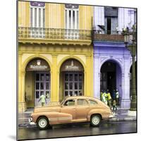 Cuba Fuerte Collection SQ - Colorful Architecture and Classic Golden Car-Philippe Hugonnard-Mounted Photographic Print