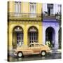 Cuba Fuerte Collection SQ - Colorful Architecture and Classic Golden Car-Philippe Hugonnard-Stretched Canvas