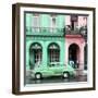 Cuba Fuerte Collection SQ - Colorful Architecture and Green Classic Car-Philippe Hugonnard-Framed Photographic Print