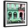 Cuba Fuerte Collection SQ - Colorful Architecture and Green Classic Car-Philippe Hugonnard-Framed Photographic Print