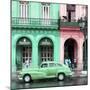 Cuba Fuerte Collection SQ - Colorful Architecture and Green Classic Car-Philippe Hugonnard-Mounted Photographic Print