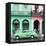 Cuba Fuerte Collection SQ - Colorful Architecture and Green Classic Car-Philippe Hugonnard-Framed Stretched Canvas