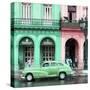 Cuba Fuerte Collection SQ - Colorful Architecture and Green Classic Car-Philippe Hugonnard-Stretched Canvas