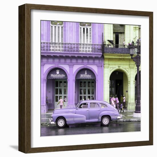 Cuba Fuerte Collection SQ - Colorful Architecture and Mauve Classic Car-Philippe Hugonnard-Framed Photographic Print