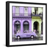 Cuba Fuerte Collection SQ - Colorful Architecture and Mauve Classic Car-Philippe Hugonnard-Framed Photographic Print