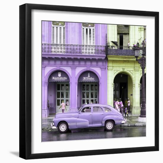 Cuba Fuerte Collection SQ - Colorful Architecture and Mauve Classic Car-Philippe Hugonnard-Framed Photographic Print