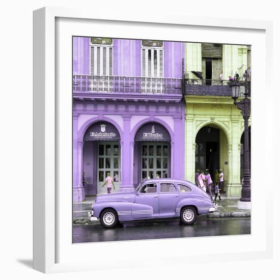 Cuba Fuerte Collection SQ - Colorful Architecture and Mauve Classic Car-Philippe Hugonnard-Framed Photographic Print