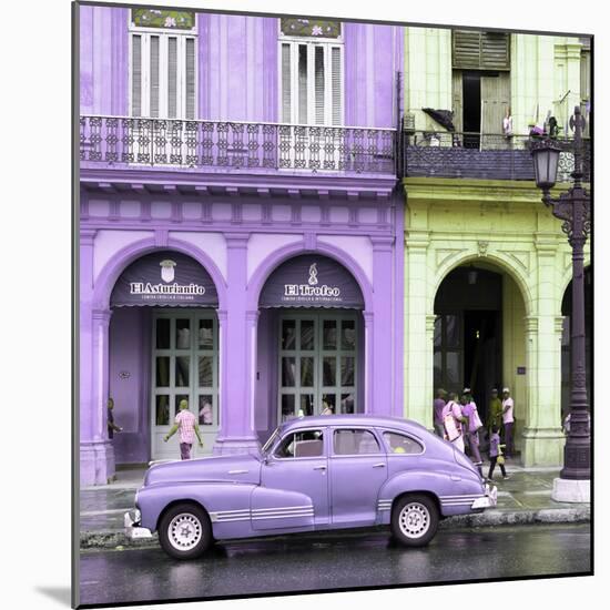 Cuba Fuerte Collection SQ - Colorful Architecture and Mauve Classic Car-Philippe Hugonnard-Mounted Photographic Print