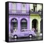 Cuba Fuerte Collection SQ - Colorful Architecture and Mauve Classic Car-Philippe Hugonnard-Framed Stretched Canvas