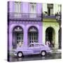 Cuba Fuerte Collection SQ - Colorful Architecture and Mauve Classic Car-Philippe Hugonnard-Stretched Canvas