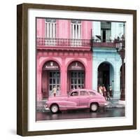 Cuba Fuerte Collection SQ - Colorful Architecture and Pink Classic Car-Philippe Hugonnard-Framed Photographic Print
