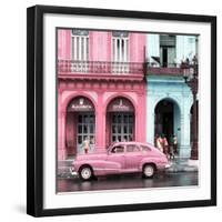 Cuba Fuerte Collection SQ - Colorful Architecture and Pink Classic Car-Philippe Hugonnard-Framed Photographic Print