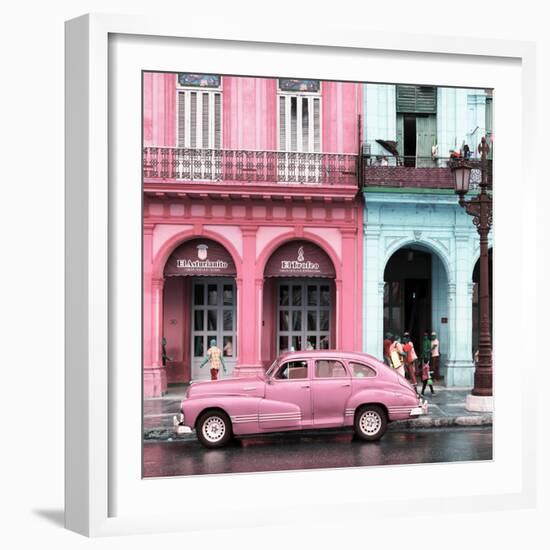 Cuba Fuerte Collection SQ - Colorful Architecture and Pink Classic Car-Philippe Hugonnard-Framed Photographic Print