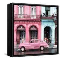 Cuba Fuerte Collection SQ - Colorful Architecture and Pink Classic Car-Philippe Hugonnard-Framed Stretched Canvas