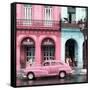 Cuba Fuerte Collection SQ - Colorful Architecture and Pink Classic Car-Philippe Hugonnard-Framed Stretched Canvas