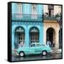 Cuba Fuerte Collection SQ - Colorful Architecture and Turquoise Classic Car-Philippe Hugonnard-Framed Stretched Canvas