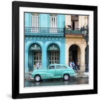 Cuba Fuerte Collection SQ - Colorful Architecture and Turquoise Classic Car-Philippe Hugonnard-Framed Photographic Print