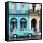 Cuba Fuerte Collection SQ - Colorful Architecture and Turquoise Classic Car-Philippe Hugonnard-Framed Stretched Canvas