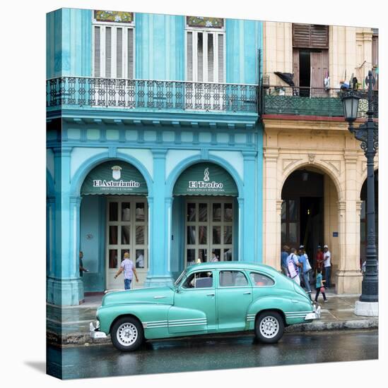 Cuba Fuerte Collection SQ - Colorful Architecture and Turquoise Classic Car-Philippe Hugonnard-Stretched Canvas