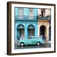 Cuba Fuerte Collection SQ - Colorful Architecture and Turquoise Classic Car-Philippe Hugonnard-Framed Photographic Print