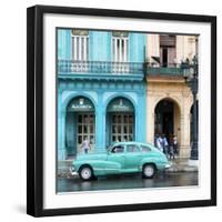 Cuba Fuerte Collection SQ - Colorful Architecture and Turquoise Classic Car-Philippe Hugonnard-Framed Photographic Print