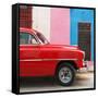 Cuba Fuerte Collection SQ - Colorful Havana and Red Chevy-Philippe Hugonnard-Framed Stretched Canvas