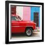 Cuba Fuerte Collection SQ - Colorful Havana and Red Chevy-Philippe Hugonnard-Framed Photographic Print