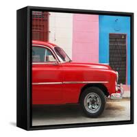 Cuba Fuerte Collection SQ - Colorful Havana and Red Chevy-Philippe Hugonnard-Framed Stretched Canvas