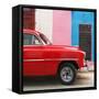 Cuba Fuerte Collection SQ - Colorful Havana and Red Chevy-Philippe Hugonnard-Framed Stretched Canvas