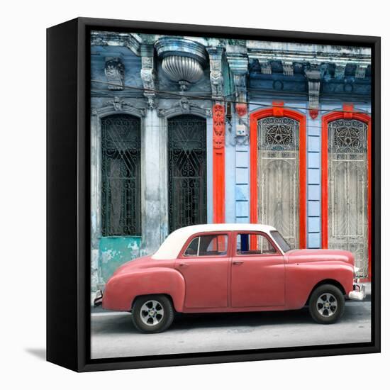 Cuba Fuerte Collection SQ - Coral Vintage Car in Havana-Philippe Hugonnard-Framed Stretched Canvas