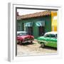 Cuba Fuerte Collection SQ - Cuban Green and Red Taxis-Philippe Hugonnard-Framed Photographic Print