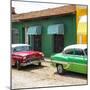Cuba Fuerte Collection SQ - Cuban Green and Red Taxis-Philippe Hugonnard-Mounted Photographic Print