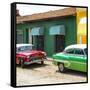 Cuba Fuerte Collection SQ - Cuban Green and Red Taxis-Philippe Hugonnard-Framed Stretched Canvas