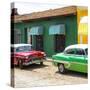 Cuba Fuerte Collection SQ - Cuban Green and Red Taxis-Philippe Hugonnard-Stretched Canvas