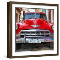 Cuba Fuerte Collection SQ - Detail on Red Classic Chevy-Philippe Hugonnard-Framed Photographic Print