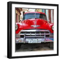 Cuba Fuerte Collection SQ - Detail on Red Classic Chevy-Philippe Hugonnard-Framed Photographic Print