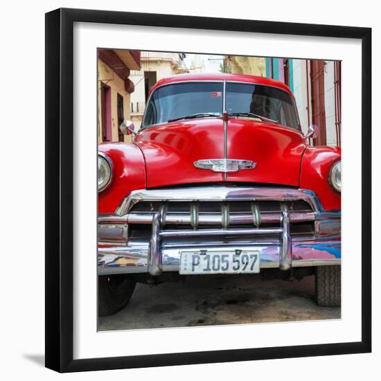 Cuba Fuerte Collection SQ - Detail on Red Classic Chevy-Philippe Hugonnard-Framed Photographic Print