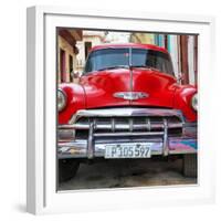 Cuba Fuerte Collection SQ - Detail on Red Classic Chevy-Philippe Hugonnard-Framed Photographic Print