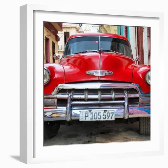 Cuba Fuerte Collection SQ - Detail on Red Classic Chevy-Philippe Hugonnard-Framed Photographic Print