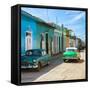 Cuba Fuerte Collection SQ - Green Cars in Trinidad-Philippe Hugonnard-Framed Stretched Canvas