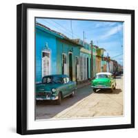 Cuba Fuerte Collection SQ - Green Cars in Trinidad-Philippe Hugonnard-Framed Photographic Print